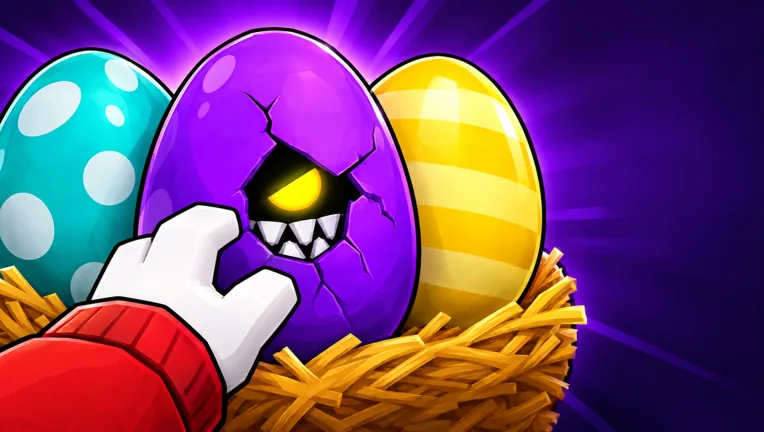 A nest of eggs with one purple Mimic